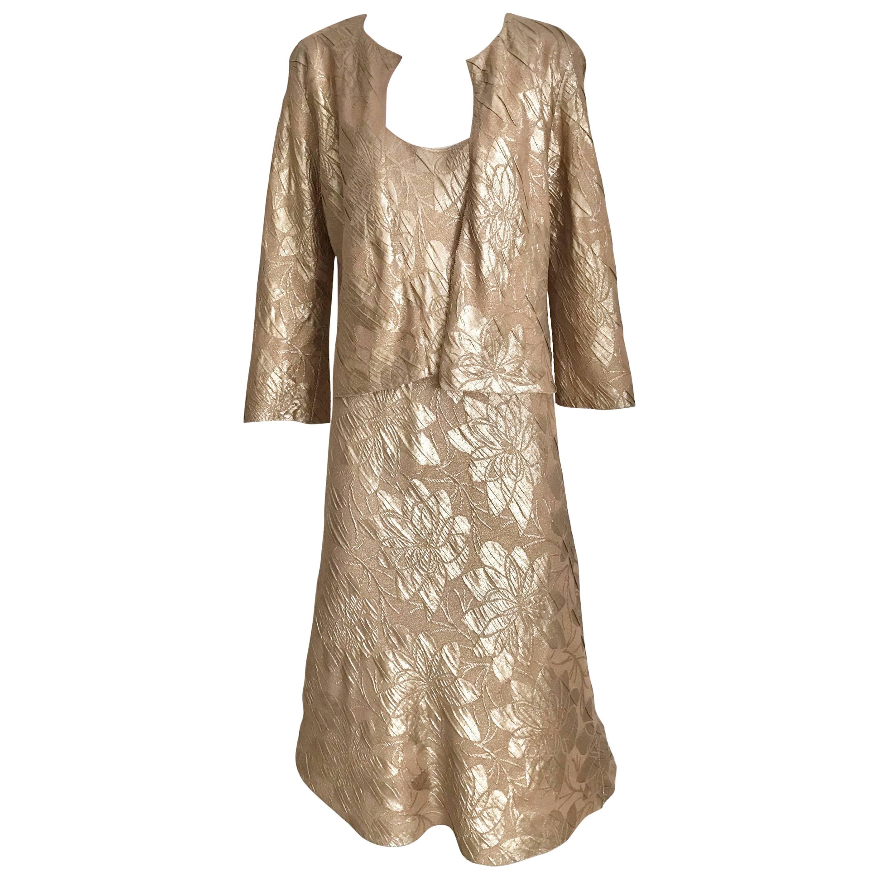 Jean Paul Gaultier Metallic Silk Jacquard  Dress with Jacket 