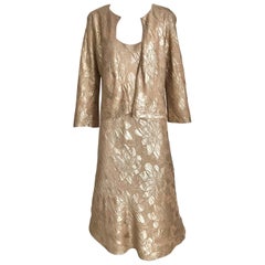 Vintage Jean Paul Gaultier Metallic Silk Jacquard  Dress with Jacket 