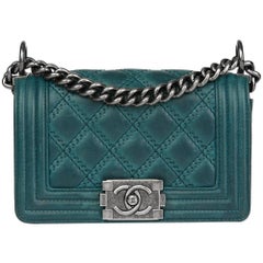 2014 Chanel Double-Stitch Quilted Aged Calfskin Leather Small Le Boy
