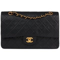 1994 Chanel Black Quilted Lambskin Vintage Medium Classic Double Flap Bag