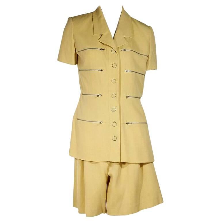 Yellow Vintage Karl Lagerfeld Culotte Shorts Suit Set