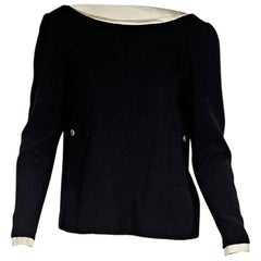 Black & Cream Chanel V-Back Blouse