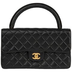 1996 Chanel Black Quilted Lambskin Retro Medium Classic Kelly Flap Bag