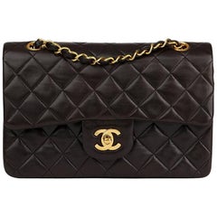 1996 Chanel Black Quilted Lambskin Vintage Small Classic Double Flap Bag