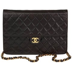 1994 Chanel Black Quilted Medium Vintage Classic Single Flap Bag