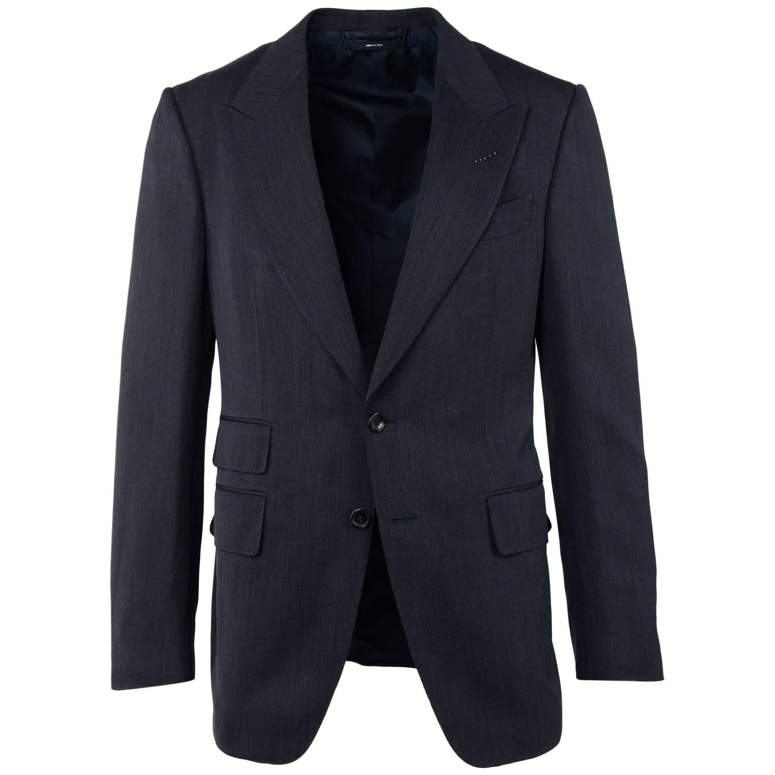  Tom Ford Grey Wool Micro Striped Baste Shelton Two Piece Suit  For Sale