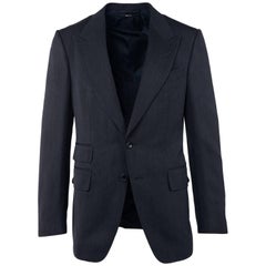  Tom Ford Grey Wool Micro Striped Baste Shelton Two Piece Suit 