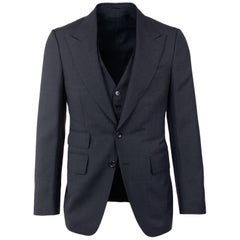 Tom Ford Black Windowpane Wool Blend Three Piece Suit