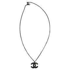 CHANEL Necklace with a CC Pendant in Ruthenium Metal 