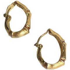 YSL YVES SAINT LAURENT Bamboo Shape Clip-on Earrings in Gilt Metal