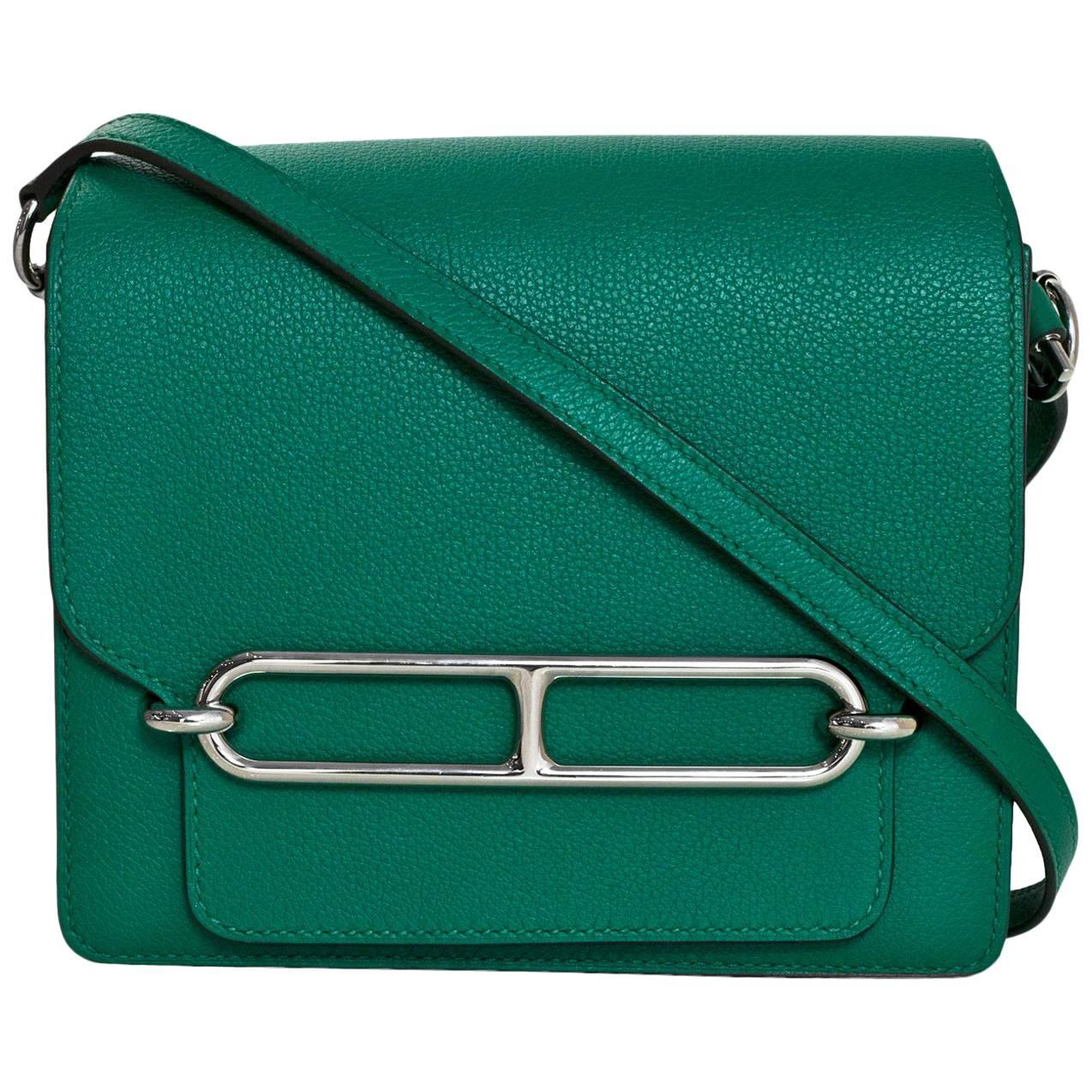 Hermes Green Evercolor Mini Sac Roulis Crossbody Bag, 2017 