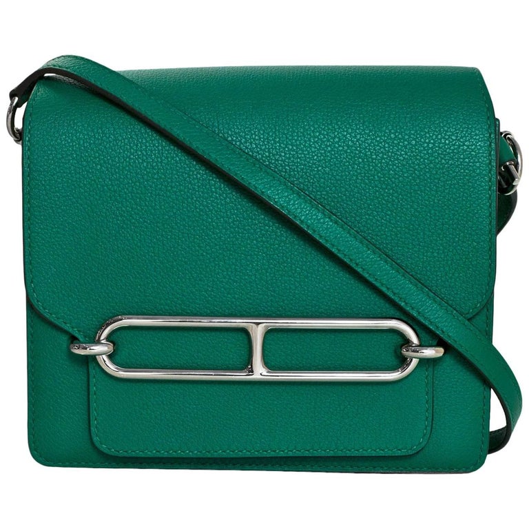 Hermes Green Evercolor Mini Sac Roulis Crossbody Bag, 2017 For Sale at