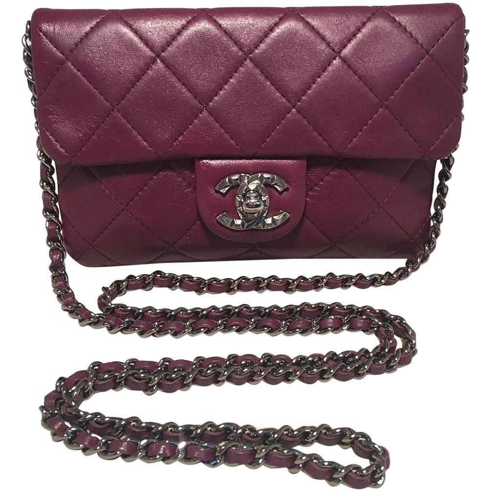 Chanel Purple Quilted Wallet on a Chain WOC Classic Shoulder Crossbody Bag