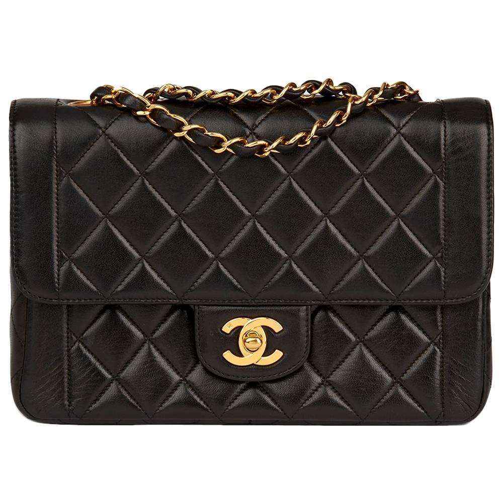 Chanel Black Quilted Lambskin Vintage Classic Single Flap Bag, 1990s 