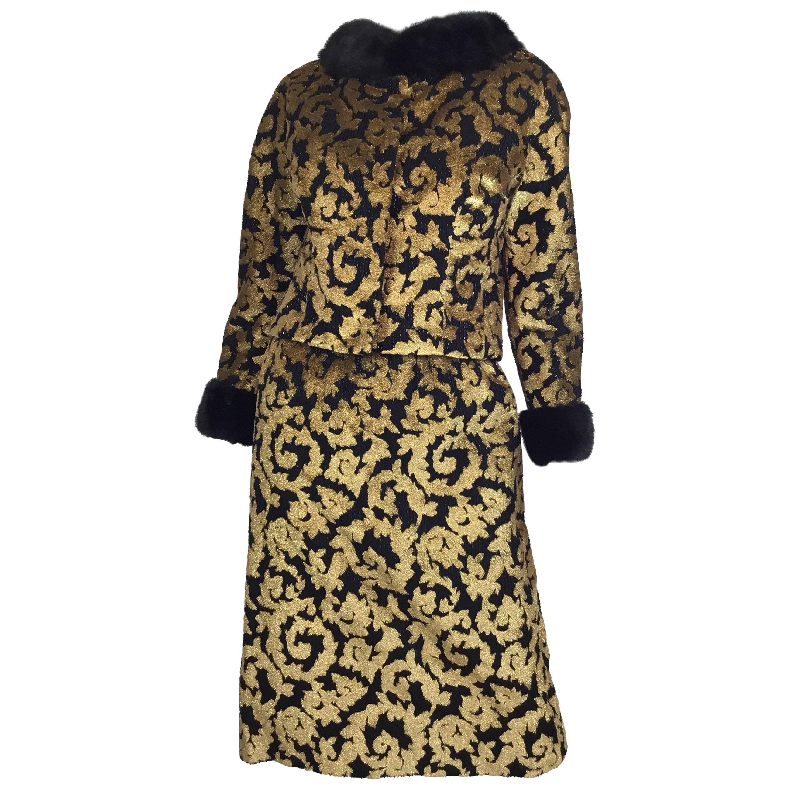 Jean Louis Gold Lamé Dress Jacket Suit, 1960s at 1stDibs