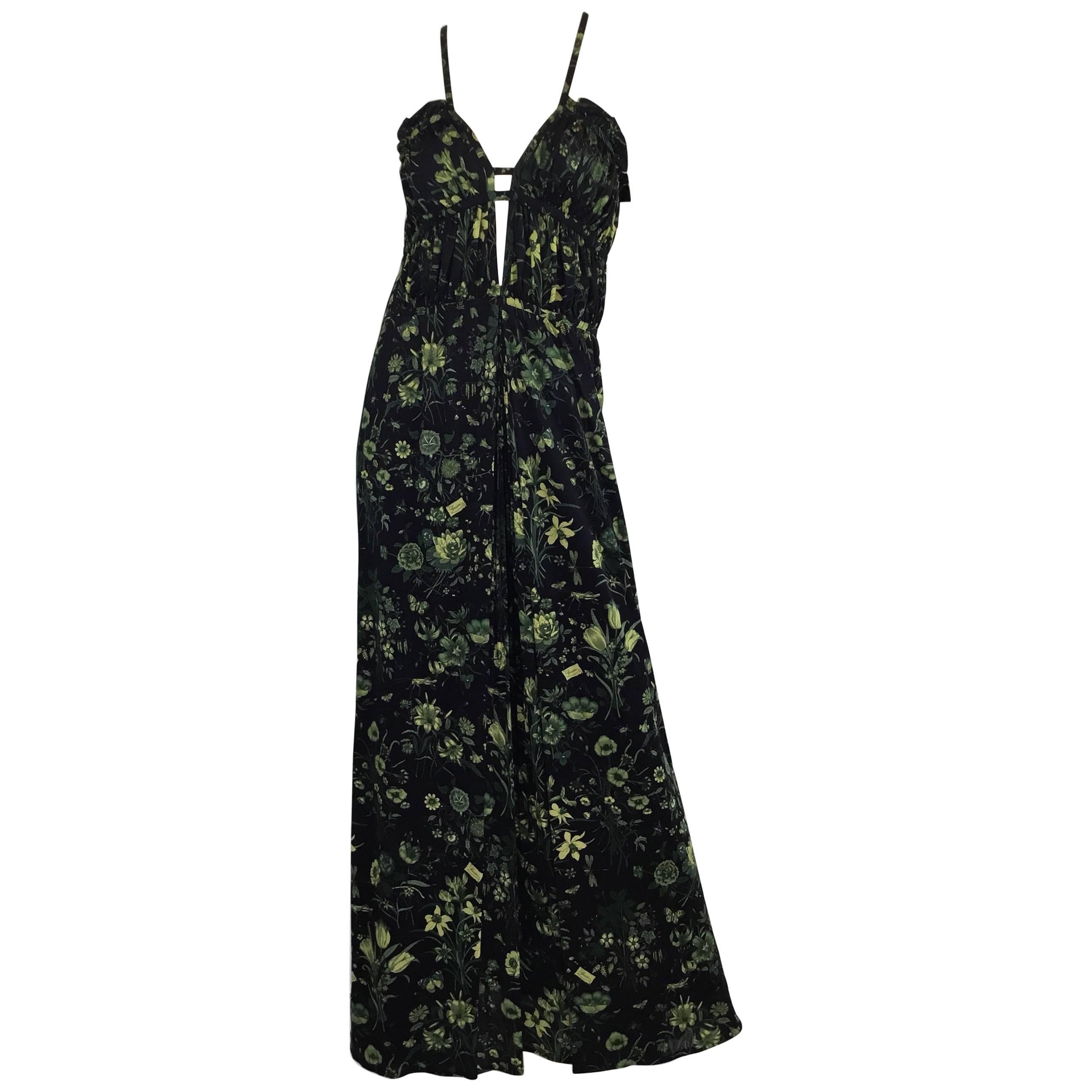 Gucci Green Butterfly Print Jersey Maxi Dress