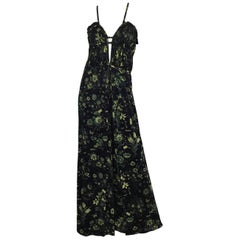 Gucci Green Butterfly Print Jersey Maxi Dress