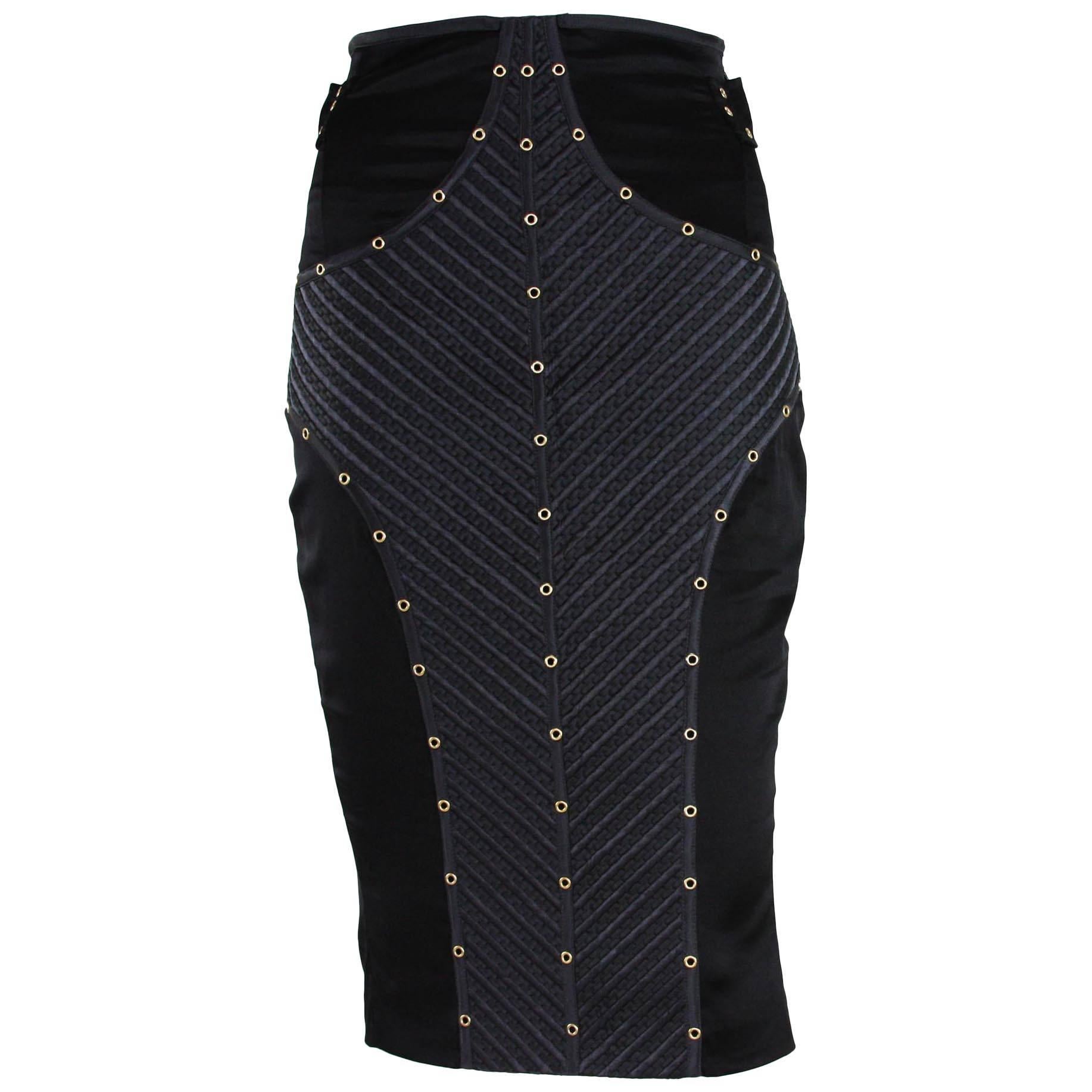 Tom Ford for Gucci F/W 2003 Runway Studded Silk Corset Black Tom Ford for Gucci F/W 2003 Runway Studded Silk Corset Black