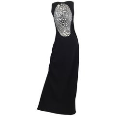 Black Evening Gown with Silver Sequin Lace Back