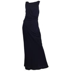 Chanel 97 P Navy Blue Rayon Matte Jersey Gown