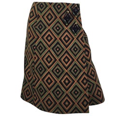 Prada Fall 2012 Diamond Print Embellished Wrap Skirt 