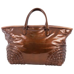 Bottega Veneta Open Tote Patent with Intrecciato Detail Large Bottega Veneta Open Tote Patent with Intrecciato Detail Large
