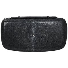 Perrin Black Stingray Le Martha Jet Set Organizer Clutch Bag with Dust Bag