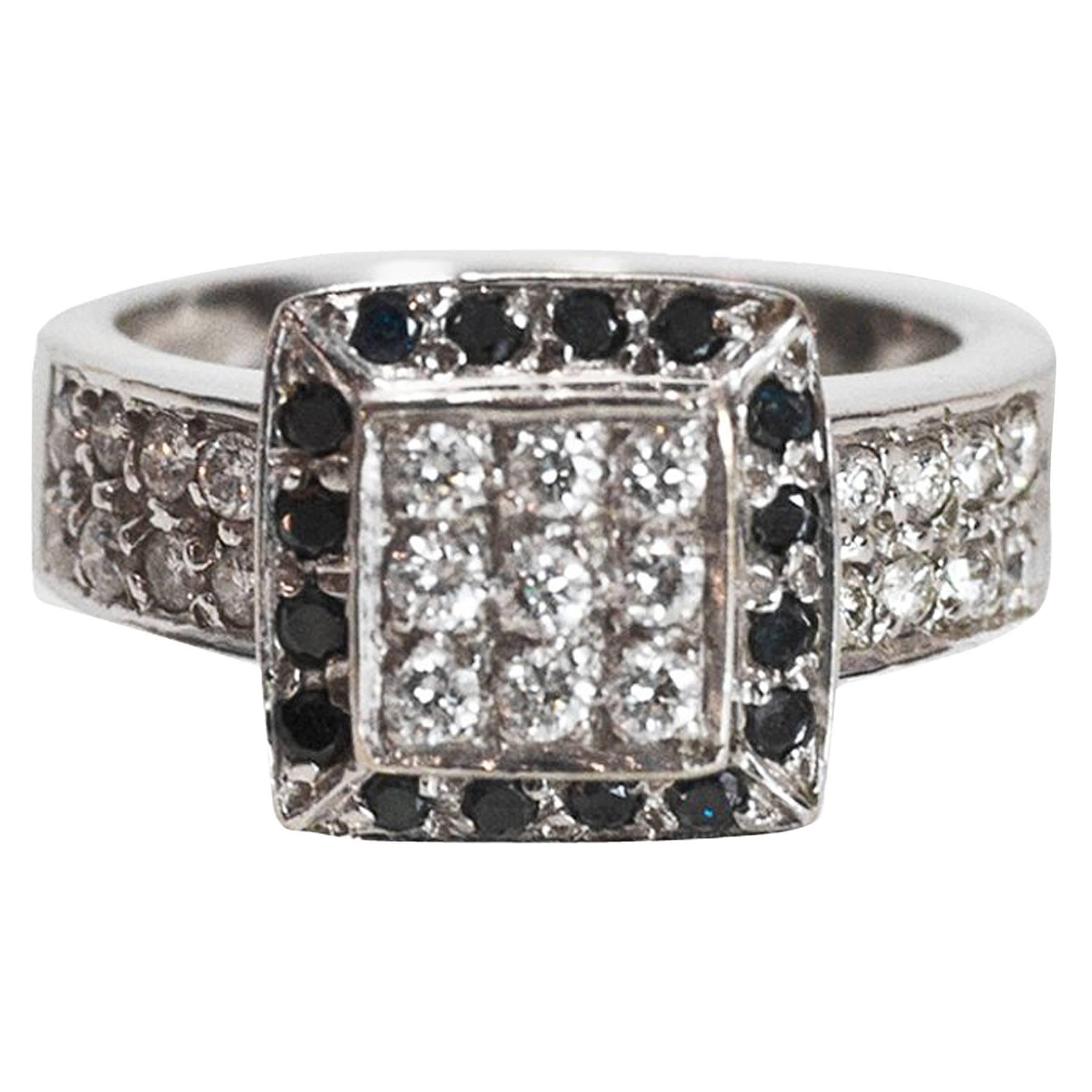 18 Karat White Gold and Pave Diamond Engagement Ring
