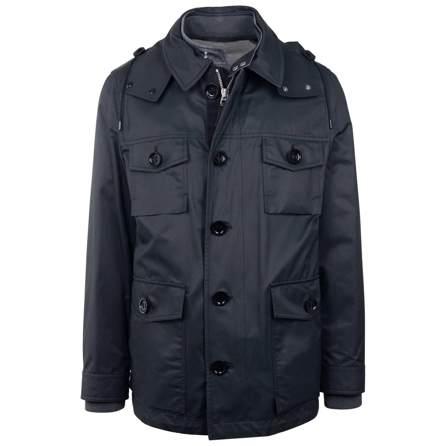 Tom Ford Blue Cotton Blend Detachable Sweater Utility Jacket Sz 48/38~RTL $4190 For Sale