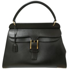 Retro Gucci Black Leather "Kelly" Bag