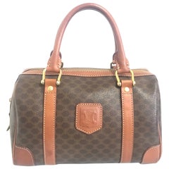 Retro CELINE mini duffle bag, speedy style handbag with macadam blaison logos.