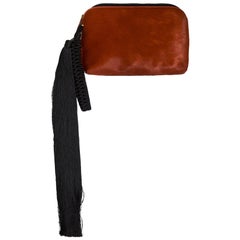 The Row Rust Calf-Hair Tassel Wristlet Clutch Bag 