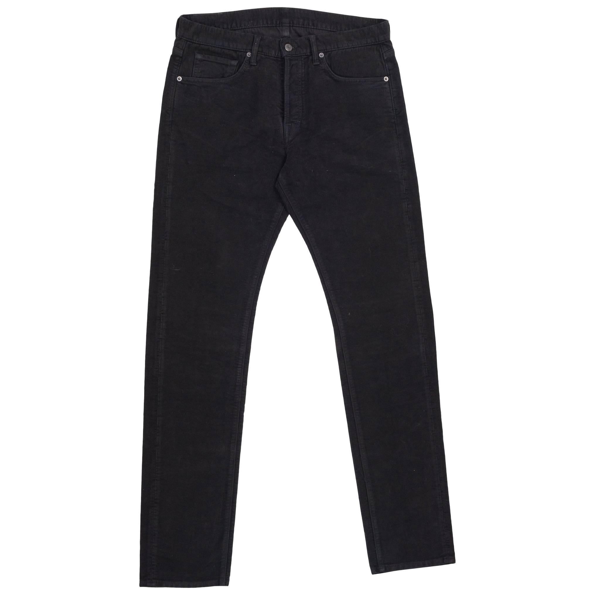 Tom Ford Black Velvet Cotton Denim Jeans Size 34 Slim Fit Model For Sale