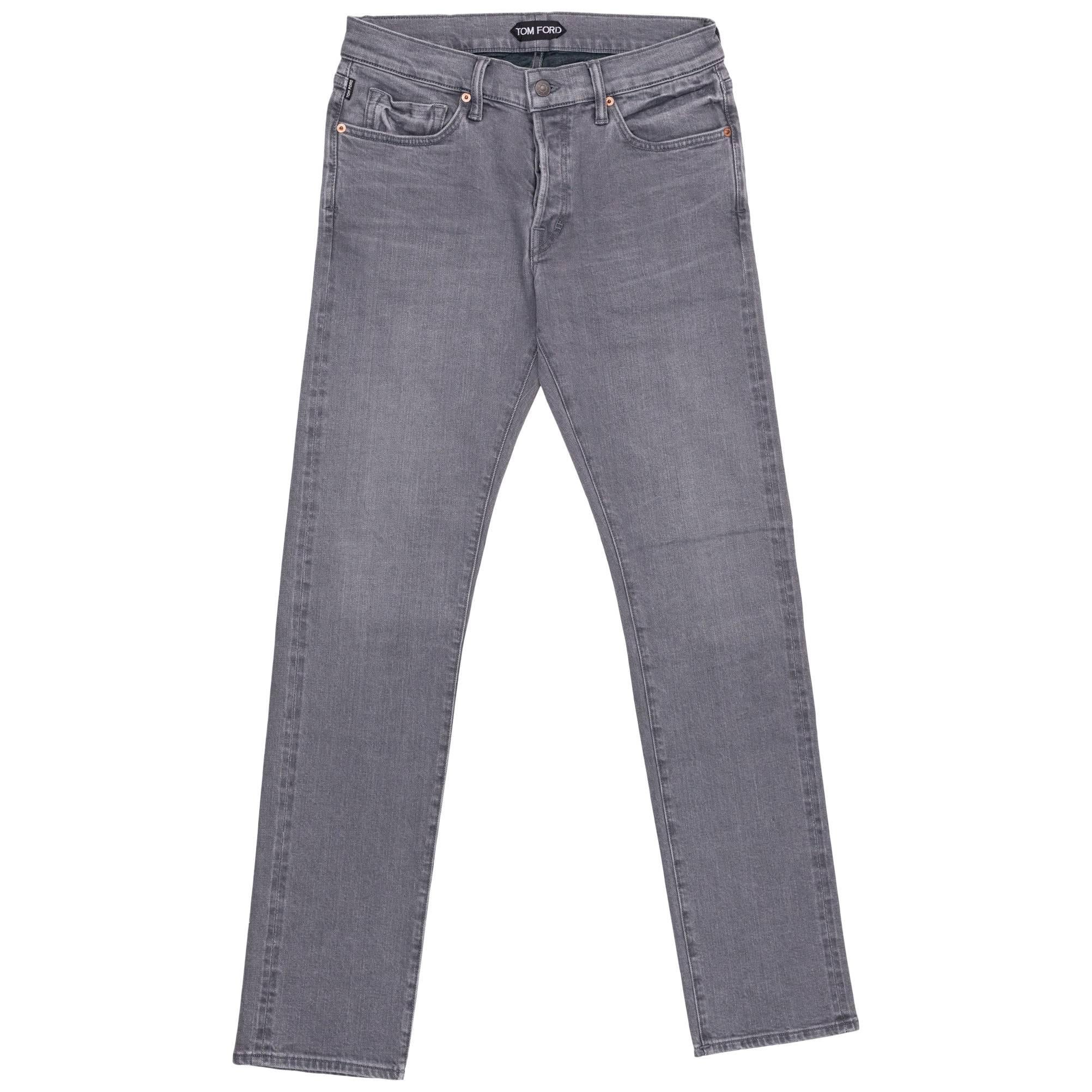 Tom Ford Selvedge Denim Jeans Medium Grey Wash Size 32 Straight Fit Model   For Sale