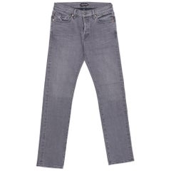 Tom Ford Selvedge Denim Jeans Medium Grey Wash Size 32 Straight Fit Model  