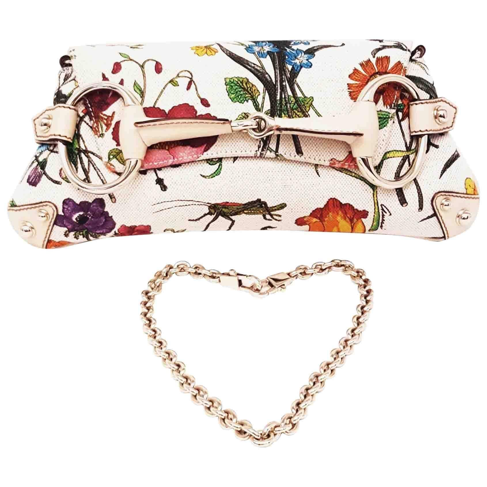 Gucci Flora Horsebit Canvas Shoulder Bag