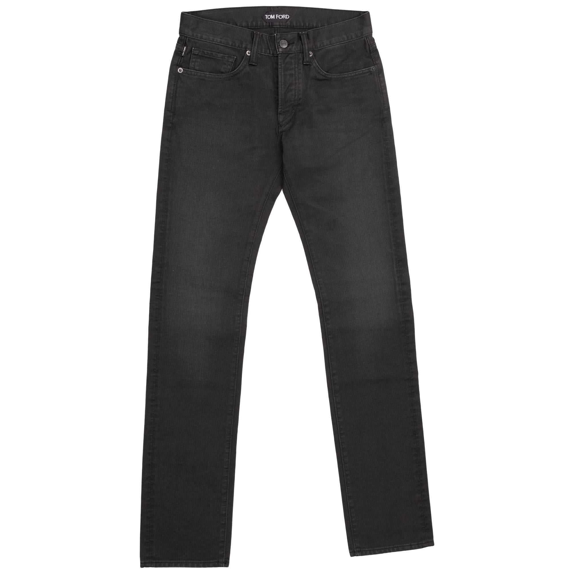 om Ford Denim Jeans Dark Grey Wash Size 28 Straight Fit Model For Sale