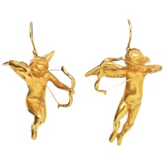 Gabriella Kiss 18k Yellow Gold Plated Vermeil Cupid Pierced Earrings