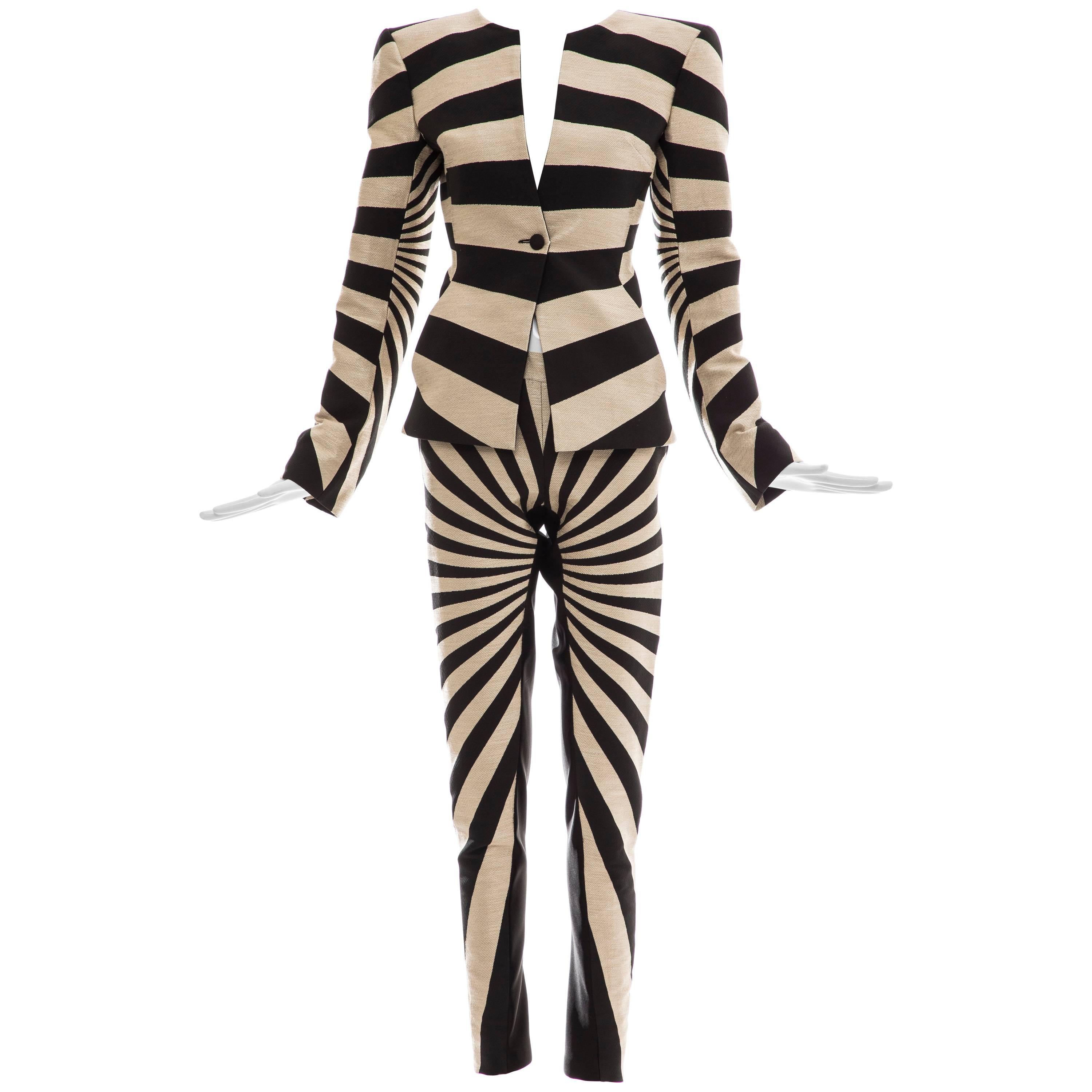 Gareth Pugh Woven Striped Pattern Pantsuit, Spring 2017 For Sale