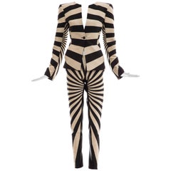 Gareth Pugh Woven Striped Pattern Pantsuit, Spring 2017