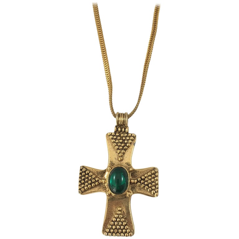 Yves Saint Laurent YSL Cross Pendant Necklace 1970s at 1stDibs saint