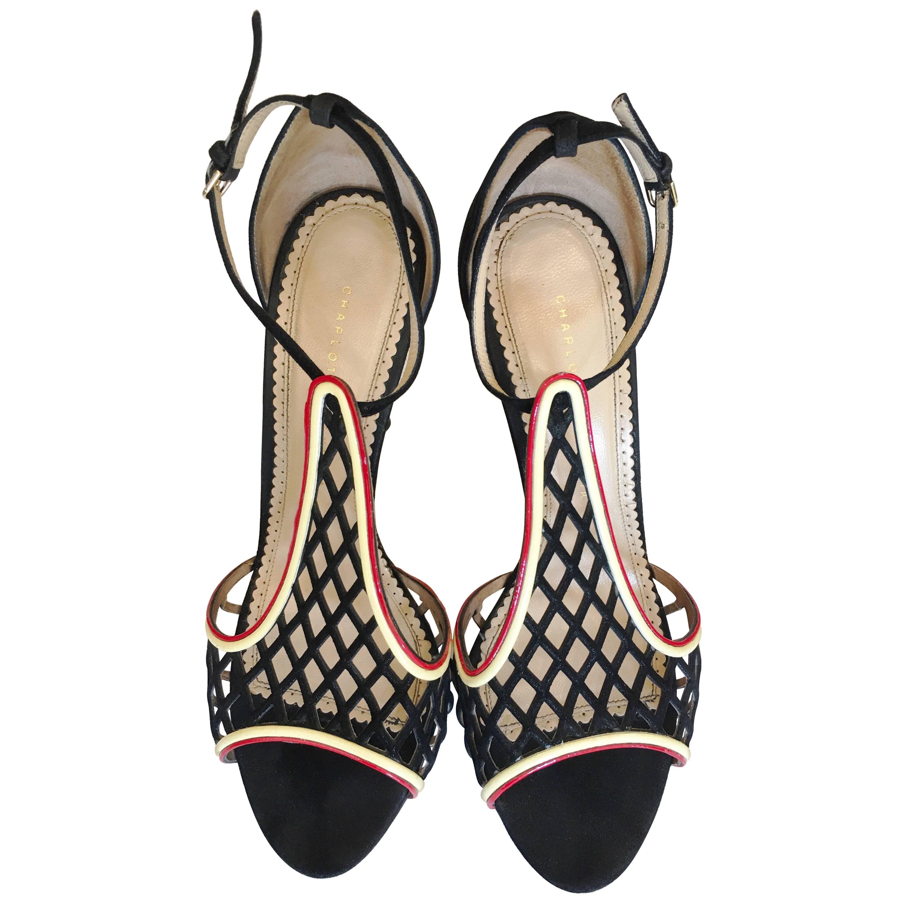 Charlotte Olympia Suede Stiletto Heels Size 42 For Sale
