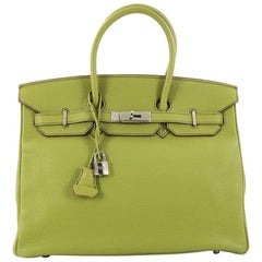 Hermes Birkin Handbag Vert Anis Togo with Palladium Hardware 35