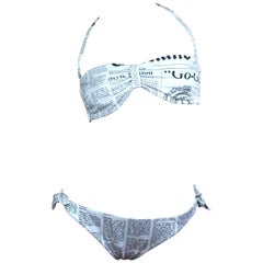 John Galliano Gazette Print Bikini Swimsuit, S / S 2011, Size US 10