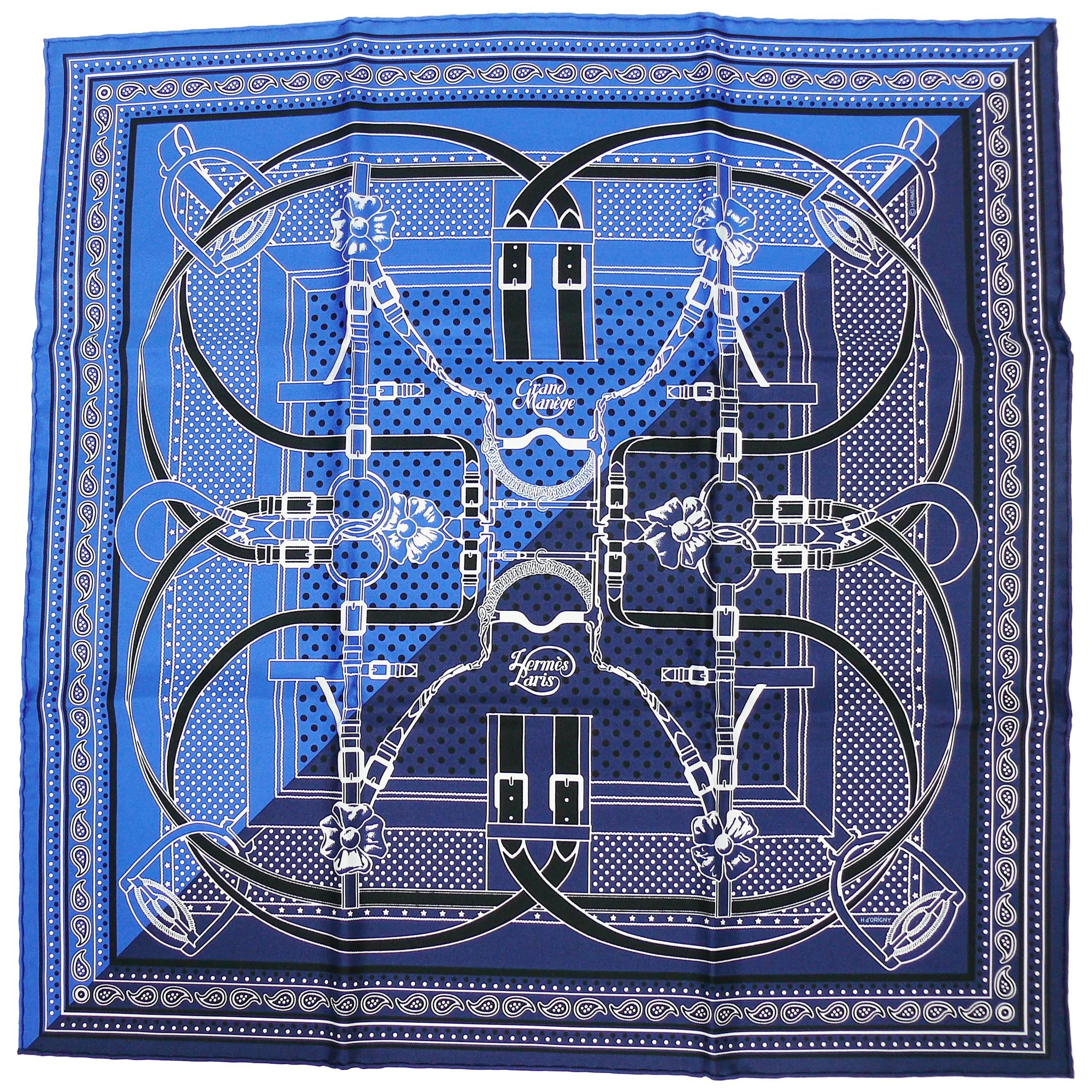 Bandana en soie Hermès "Grand Manège" par Henri d'Origny sur 1stDibs