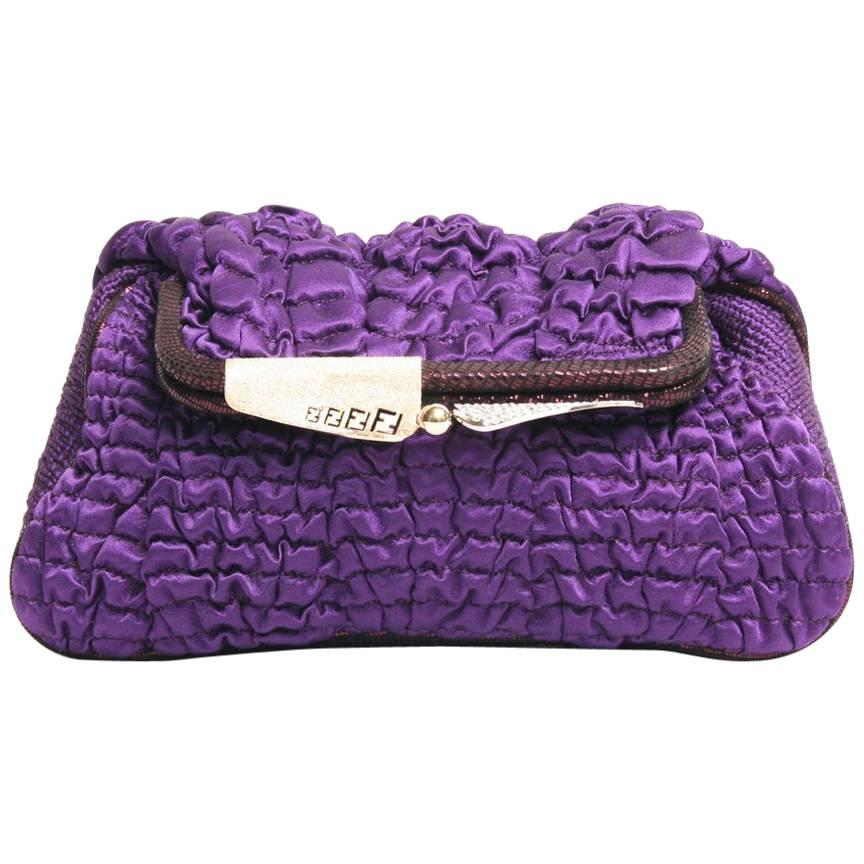 FENDI Clutch in Purple Silk with Smoke Effect