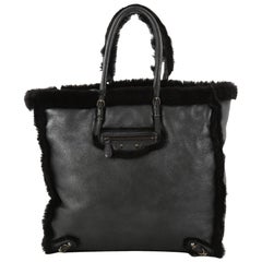 Balenciaga Papier Ledger Handbag Shearling