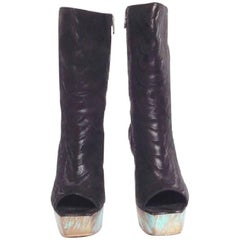 Chanel "Paris Shanghai" Collection Black and Shiny Suede Boots 