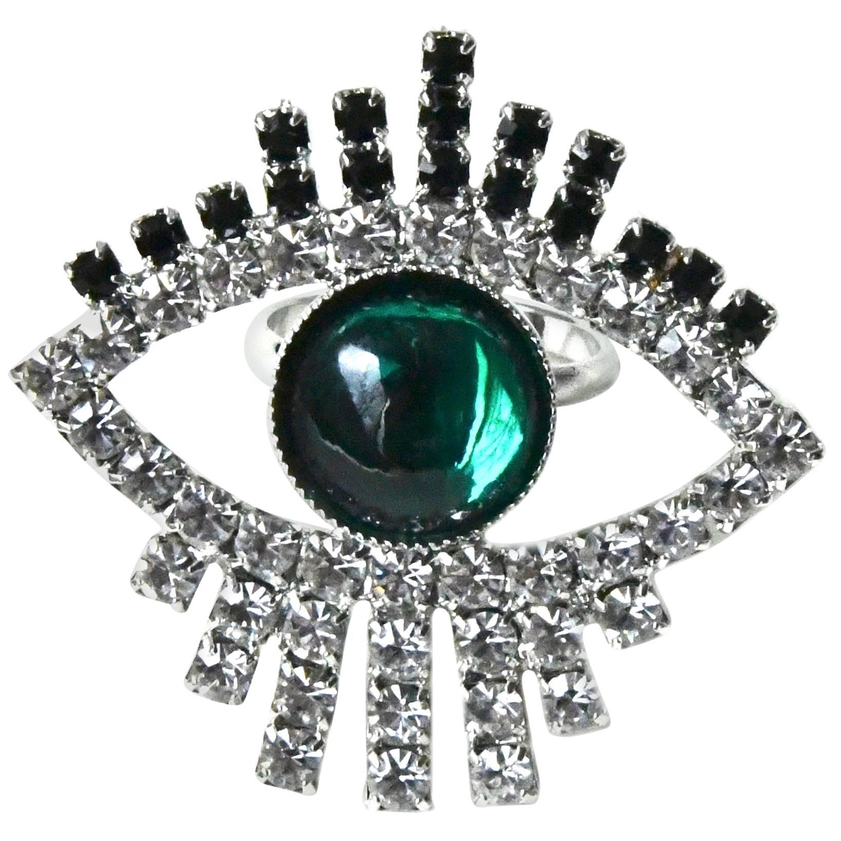 Green Swarovski Evil Eye Ring  For Sale