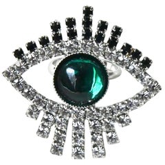 Green Swarovski Evil Eye Ring 